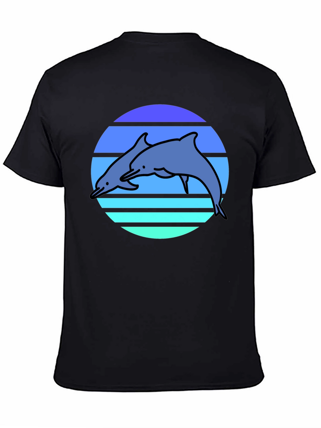 Retro Dolphin T-Shirt - Black Graphic Tee