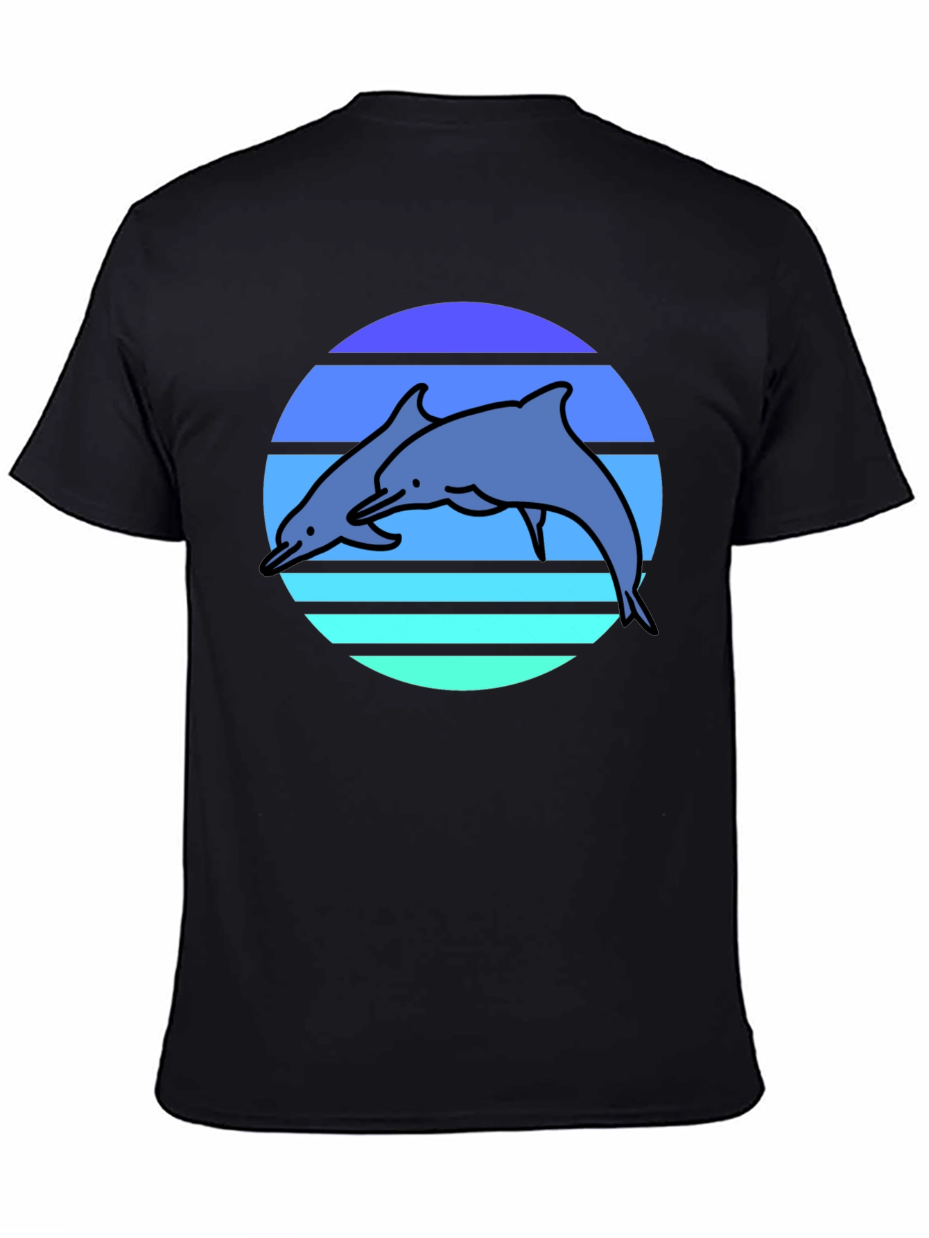 Retro Dolphin T-Shirt - Black Graphic Tee