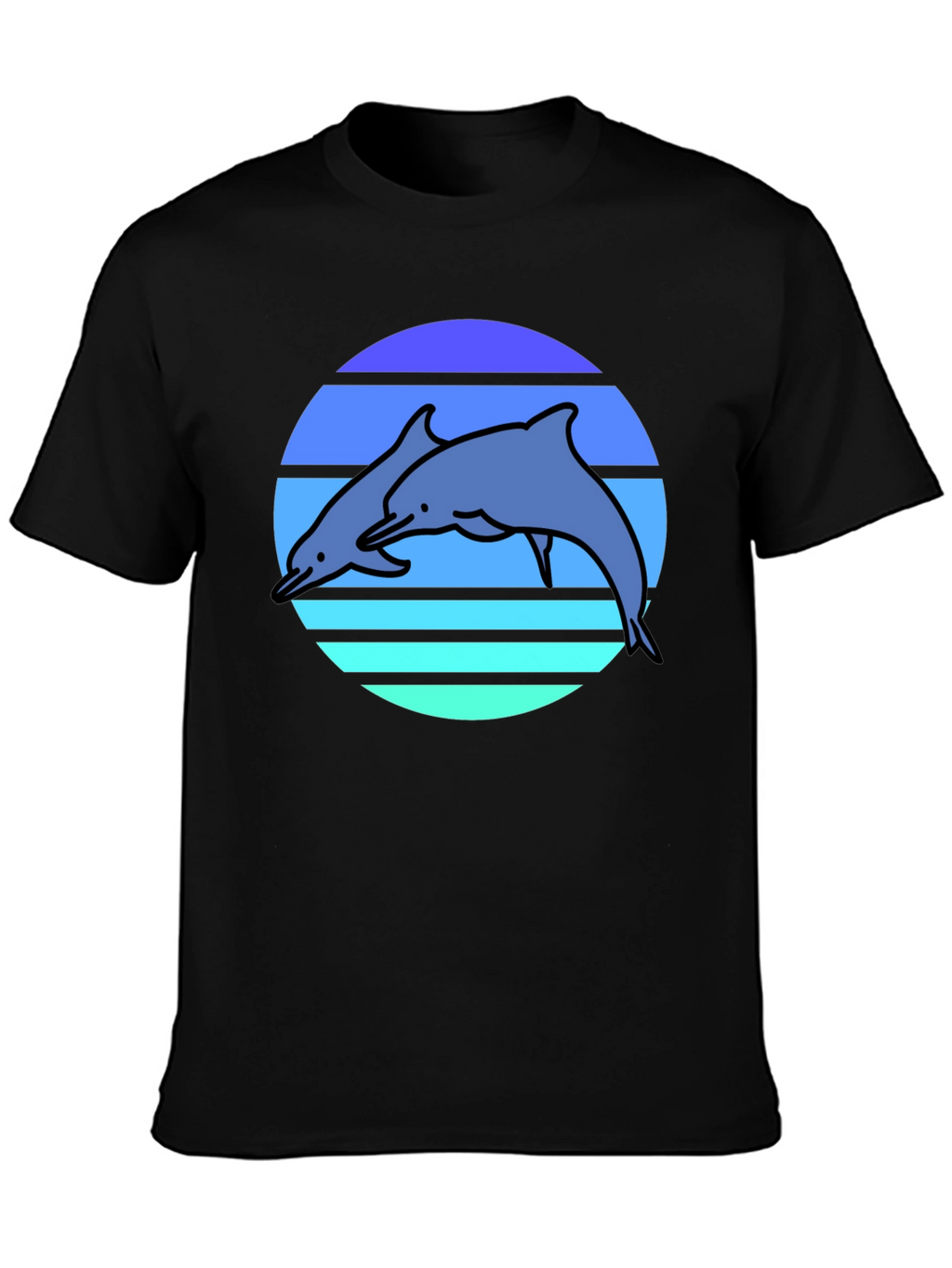 Retro Dolphin T-Shirt - Black Graphic Tee
