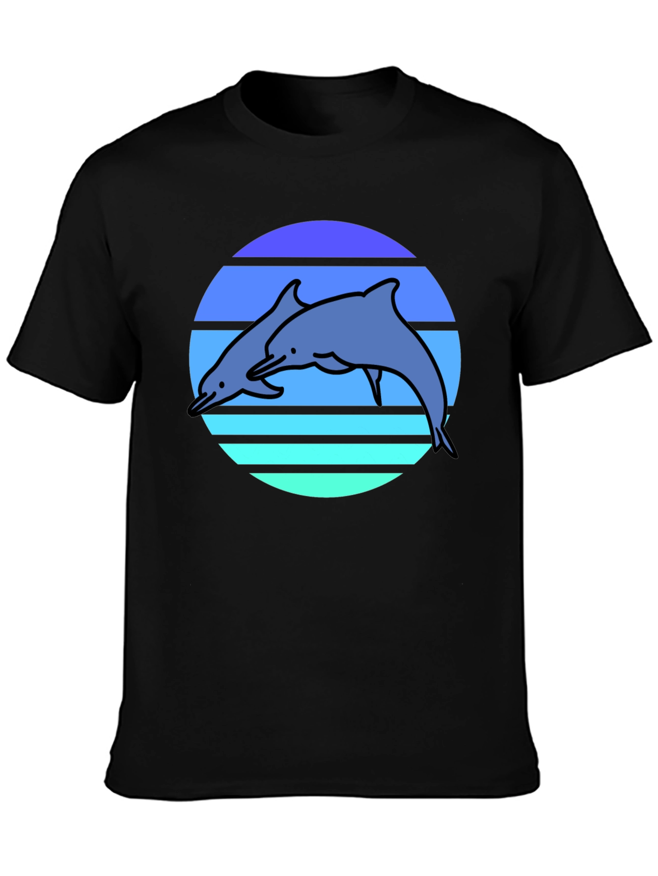 Retro Dolphin T-Shirt - Black Graphic Tee