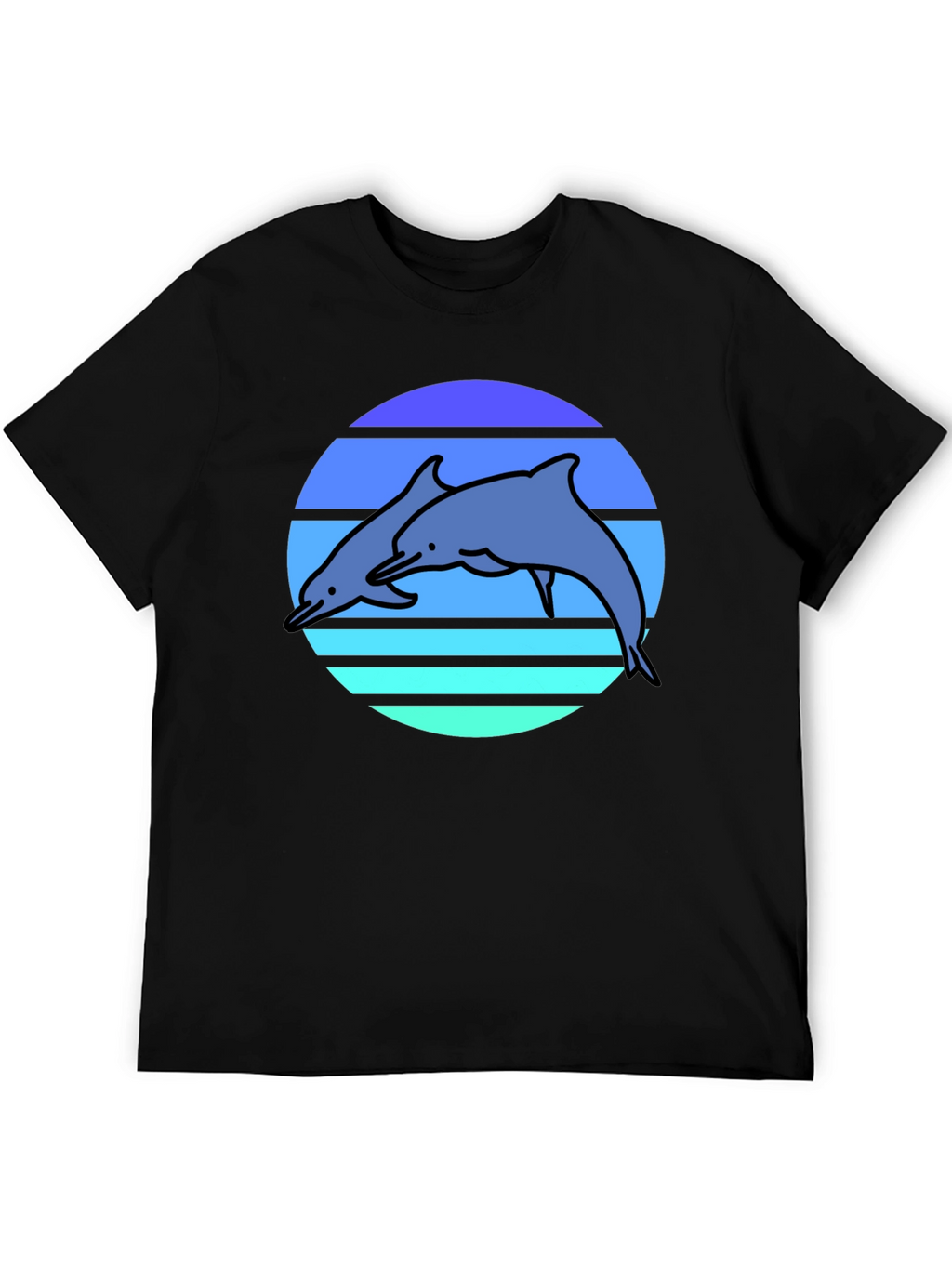 Retro Dolphin T-Shirt - Black Graphic Tee
