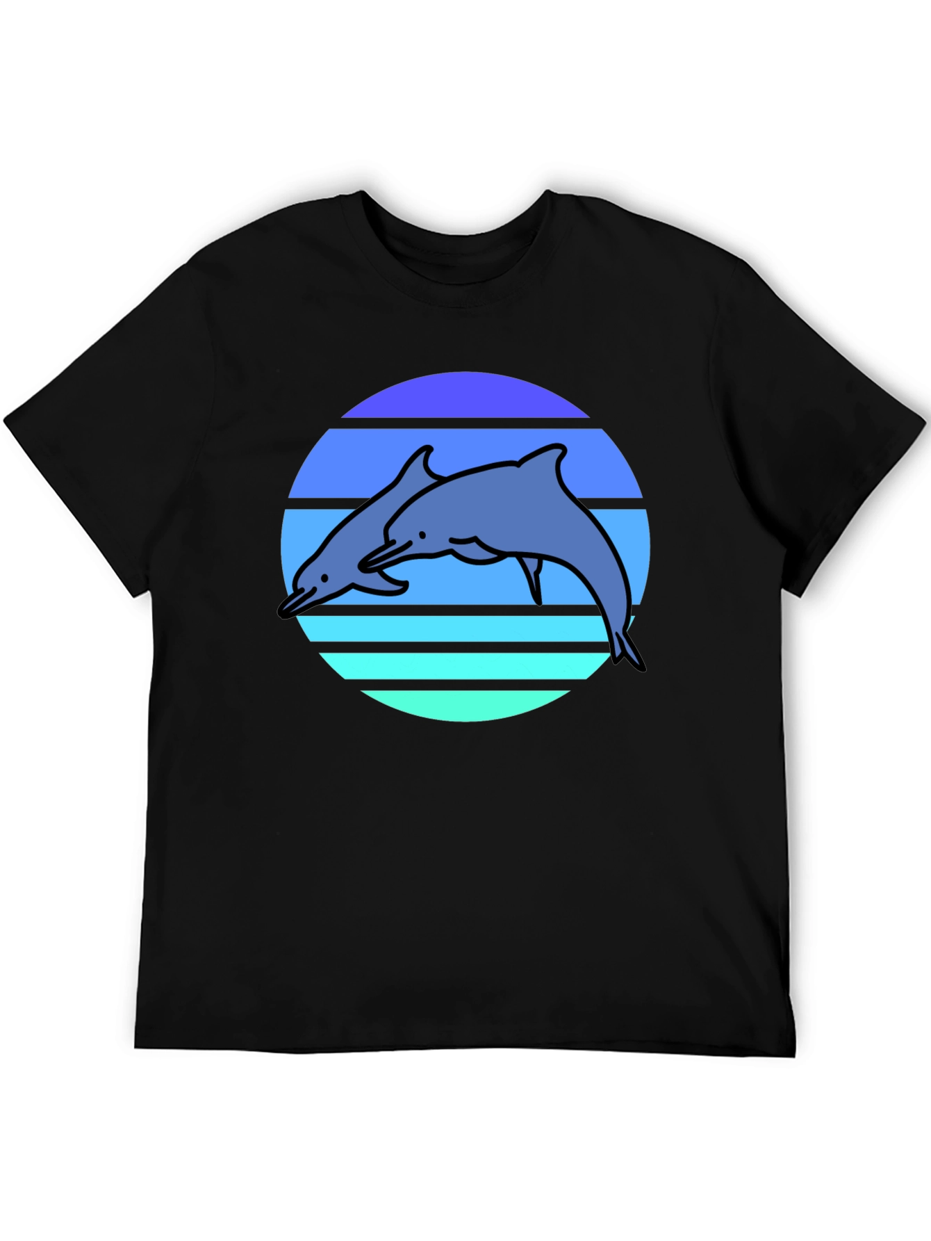 Retro Dolphin T-Shirt - Black Graphic Tee