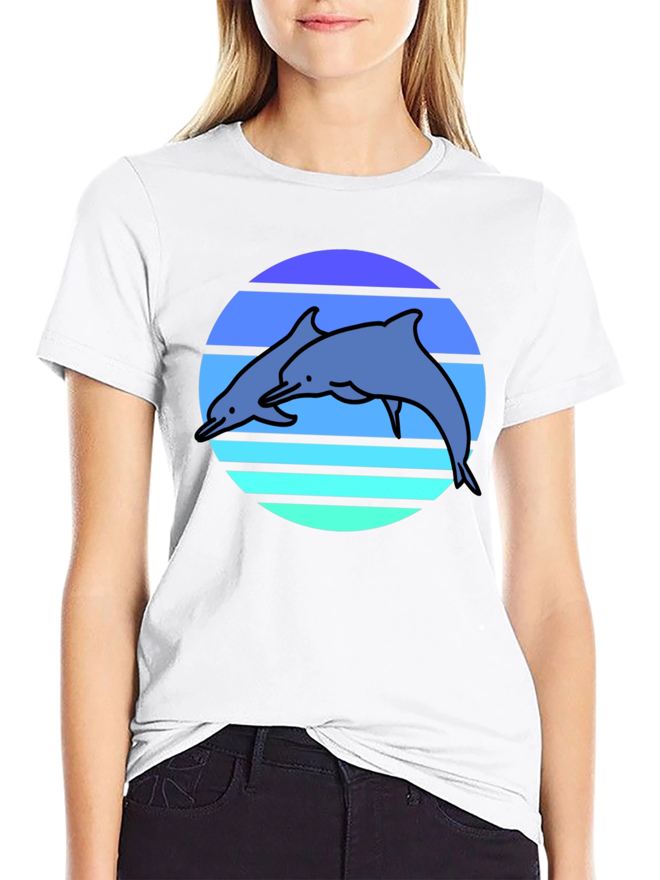 Retro Dolphin T-Shirt - Black Graphic Tee
