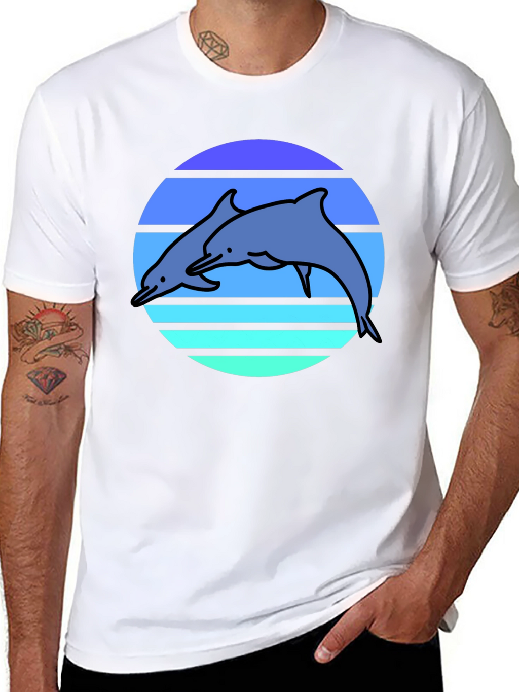 Retro Dolphin T-Shirt - Black Graphic Tee