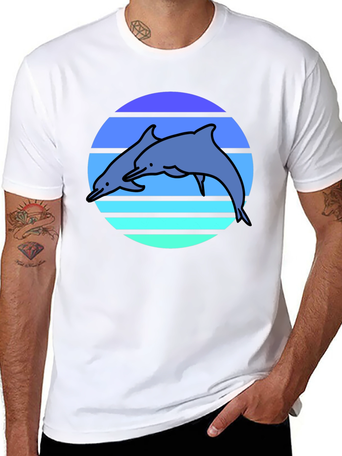 Retro Dolphin T-Shirt - Black Graphic Tee