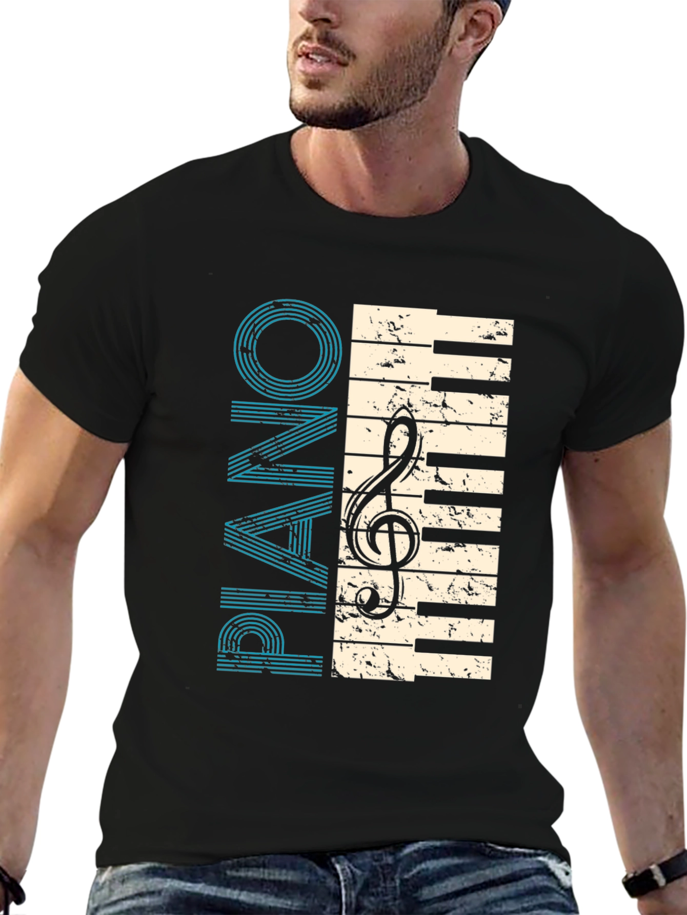 Piano Music T-Shirt - Vintage Style Instrument Tee