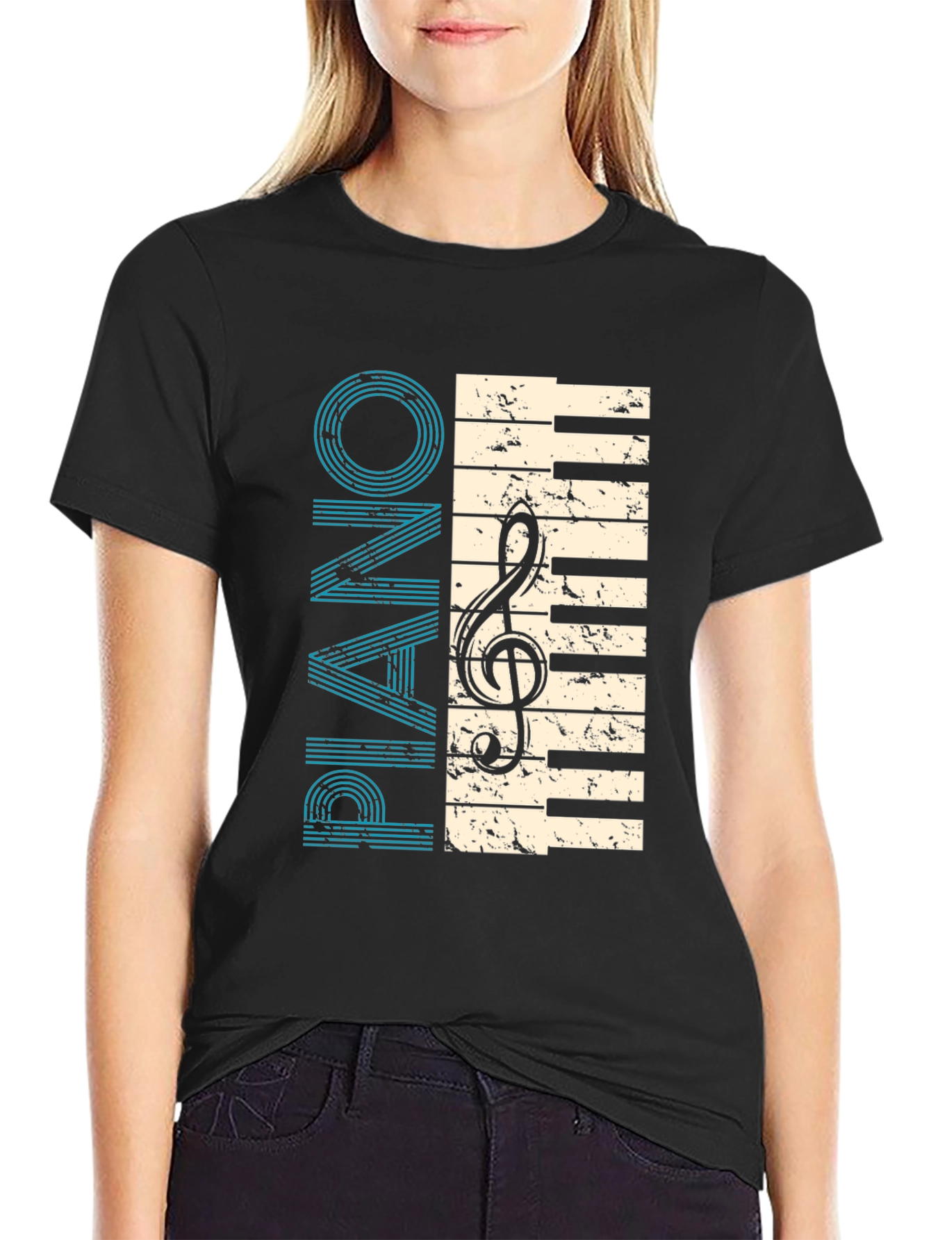 Piano Music T-Shirt - Vintage Style Instrument Tee
