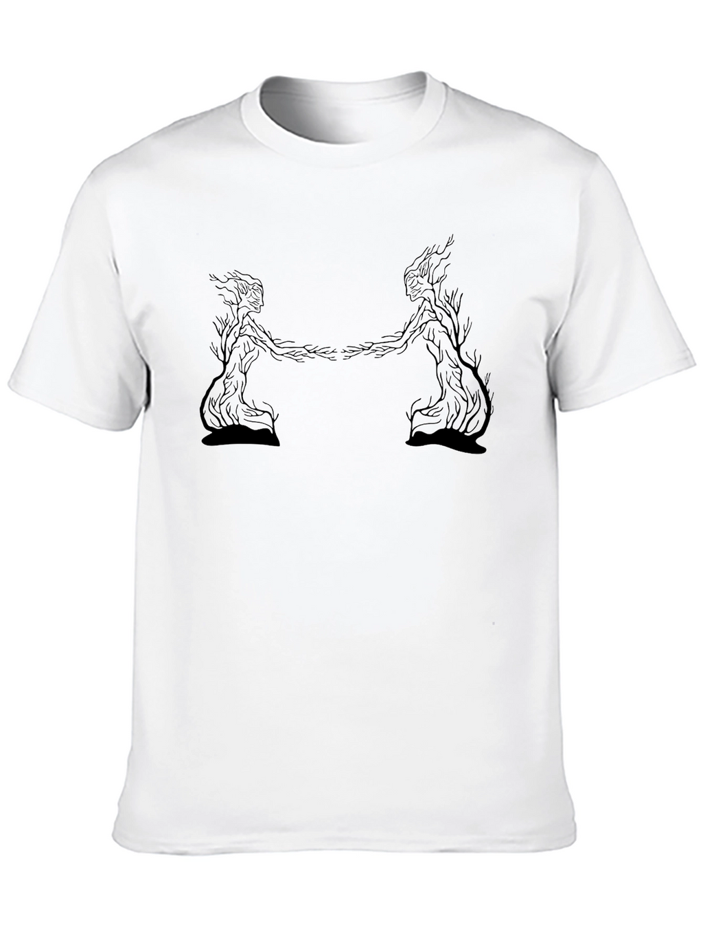 Black T-Shirt with Tree Spirits Graphic