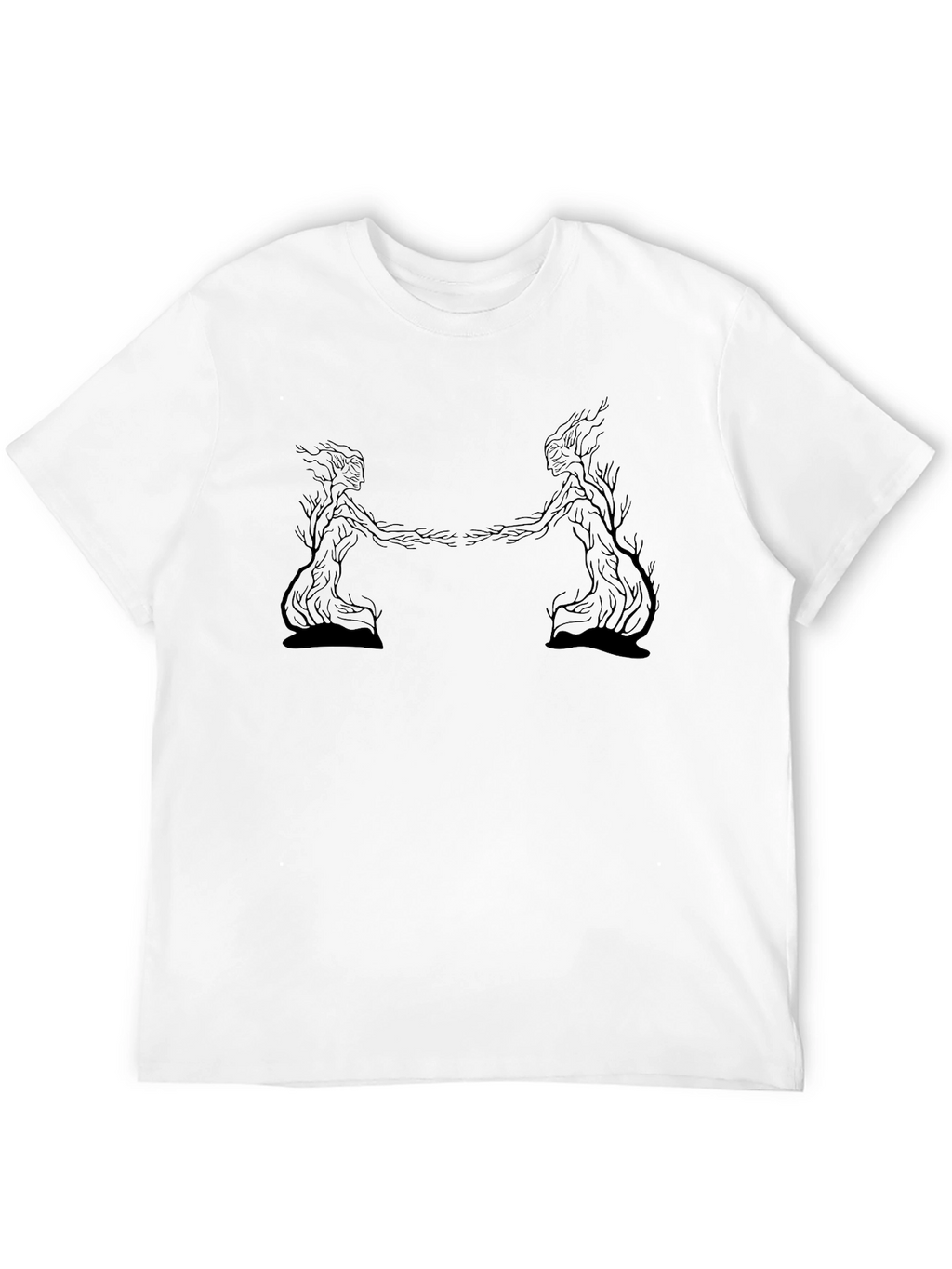 Black T-Shirt with Tree Spirits Graphic