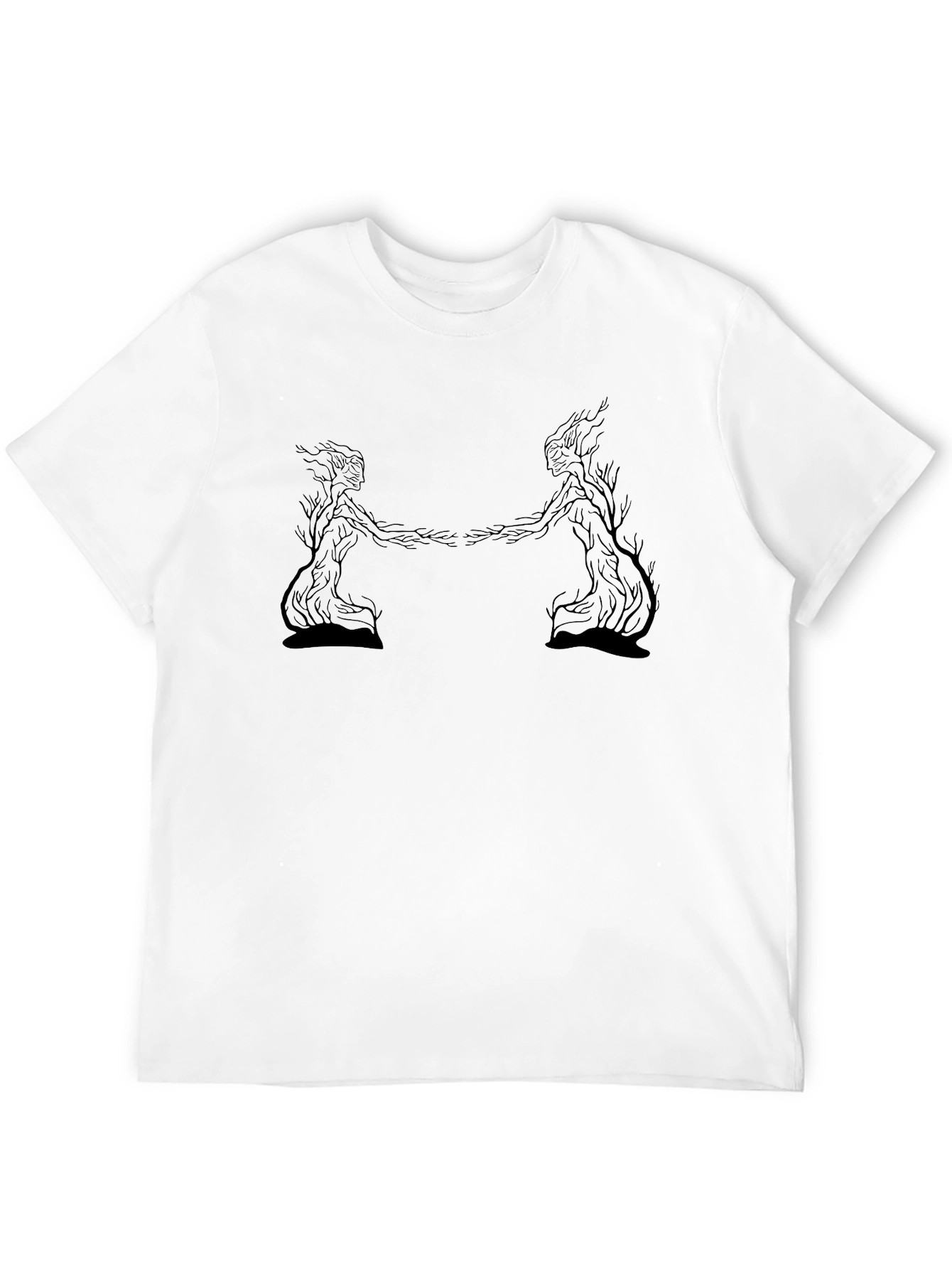 Black T-Shirt with Tree Spirits Graphic