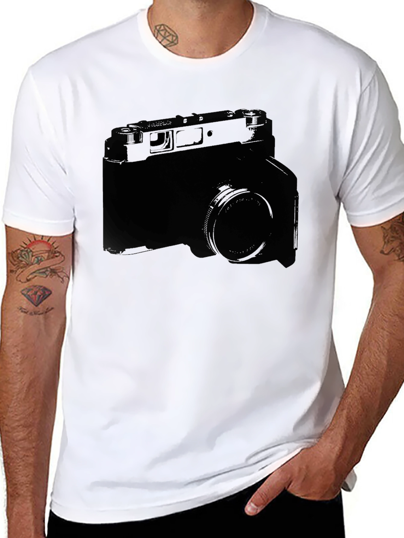 Vintage Camera Graphic Tee - Black