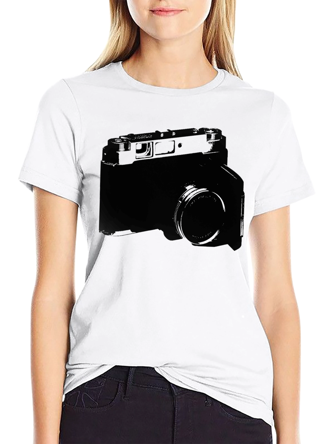 Vintage Camera Graphic Tee - Black