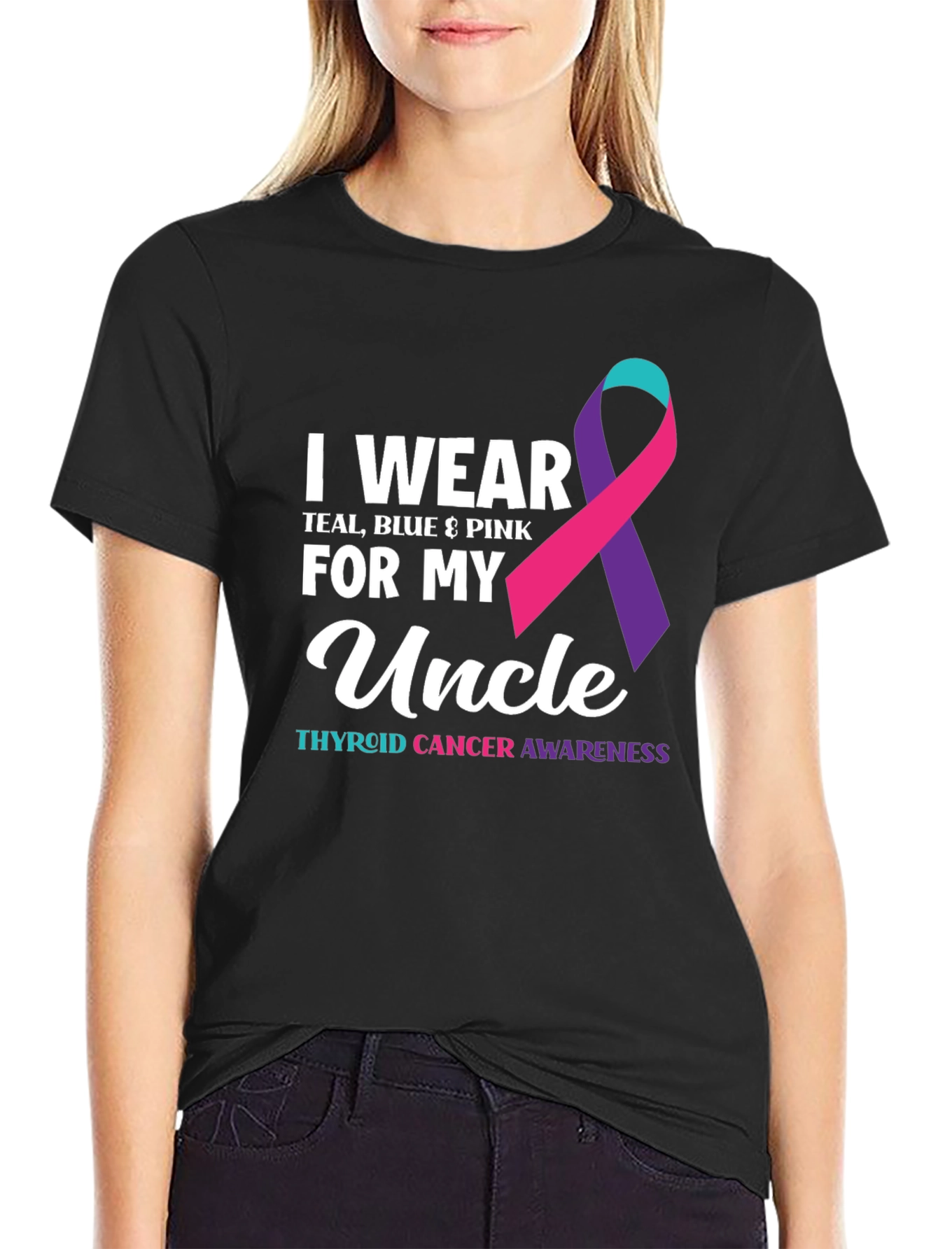Thyroid Cancer Awareness Uncle Ribbon T-Shirt