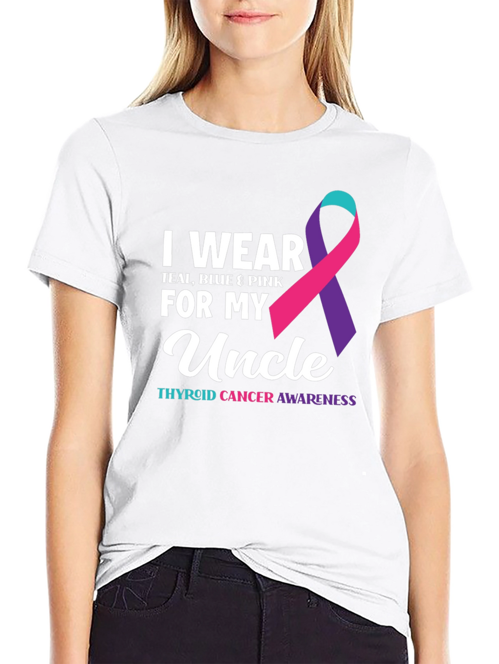 Thyroid Cancer Awareness Uncle Ribbon T-Shirt