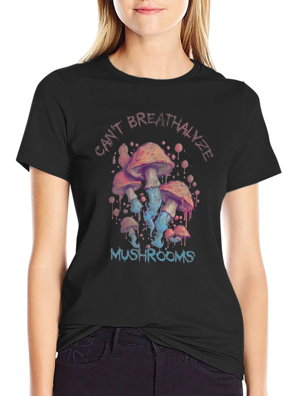 Cant Breathalyze Mushrooms Black T-Shirt