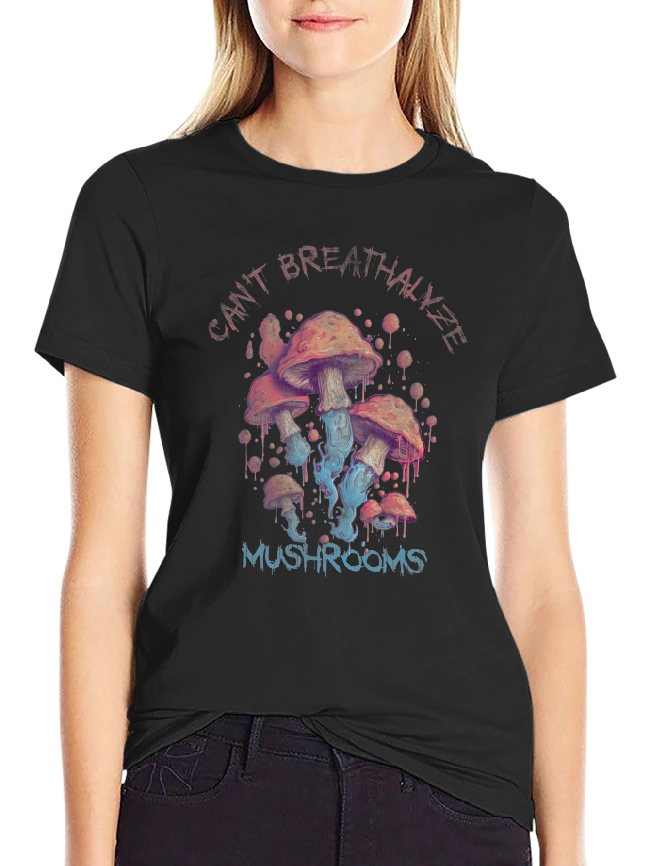 Cant Breathalyze Mushrooms Black T-Shirt
