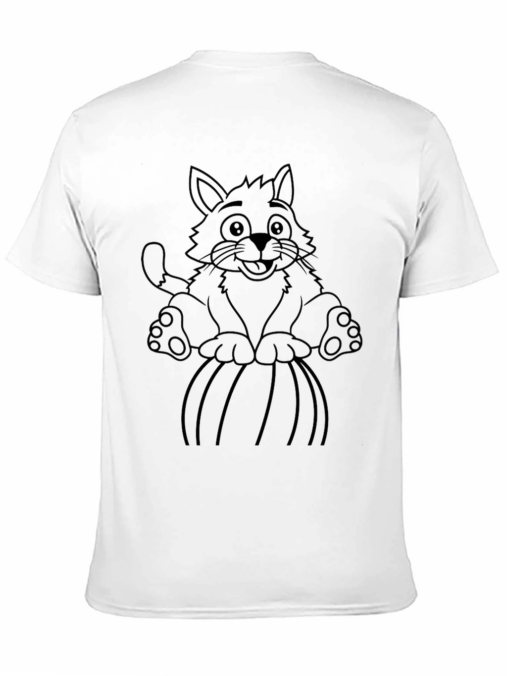 Cartoon Cat Pumpkin Black T-Shirt