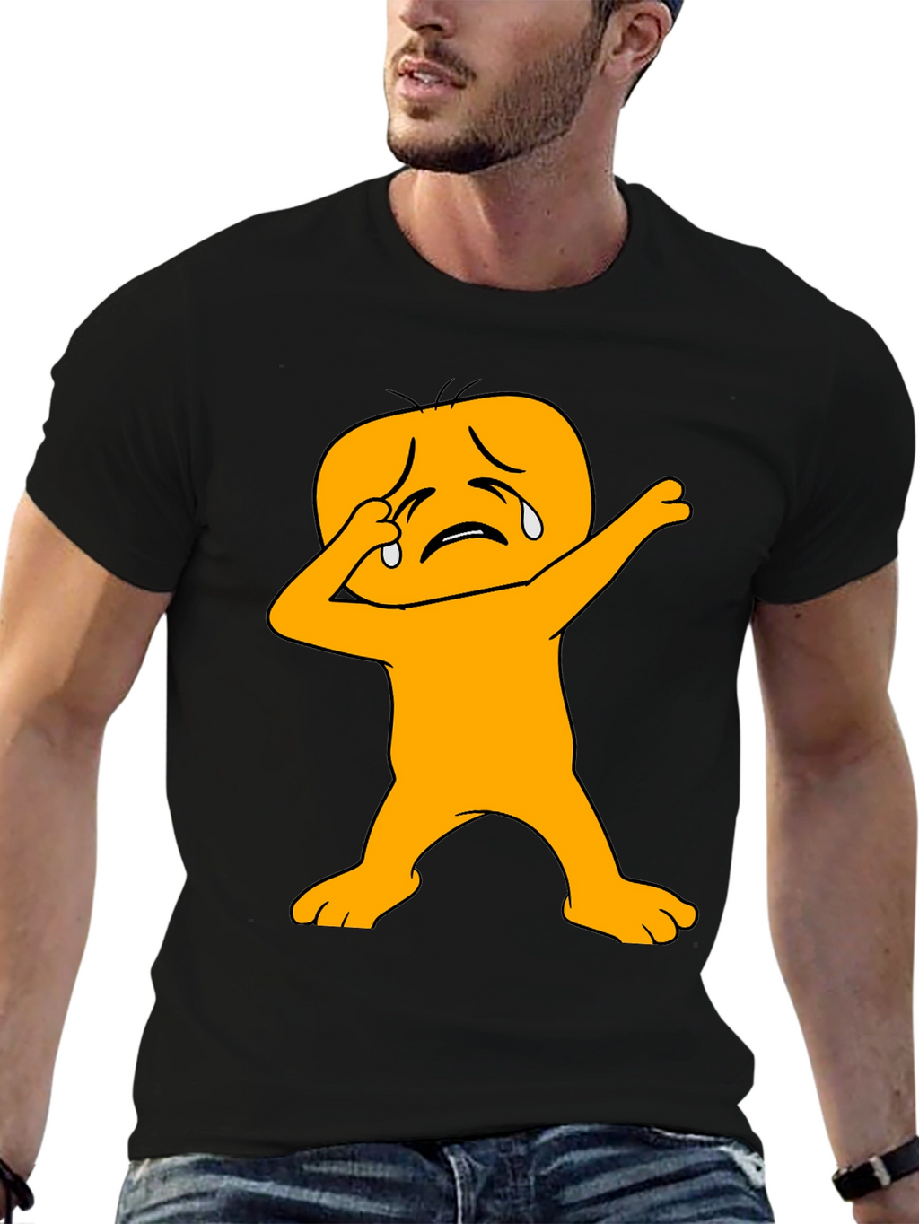 Dabbing Crying Emoji Black T-Shirt