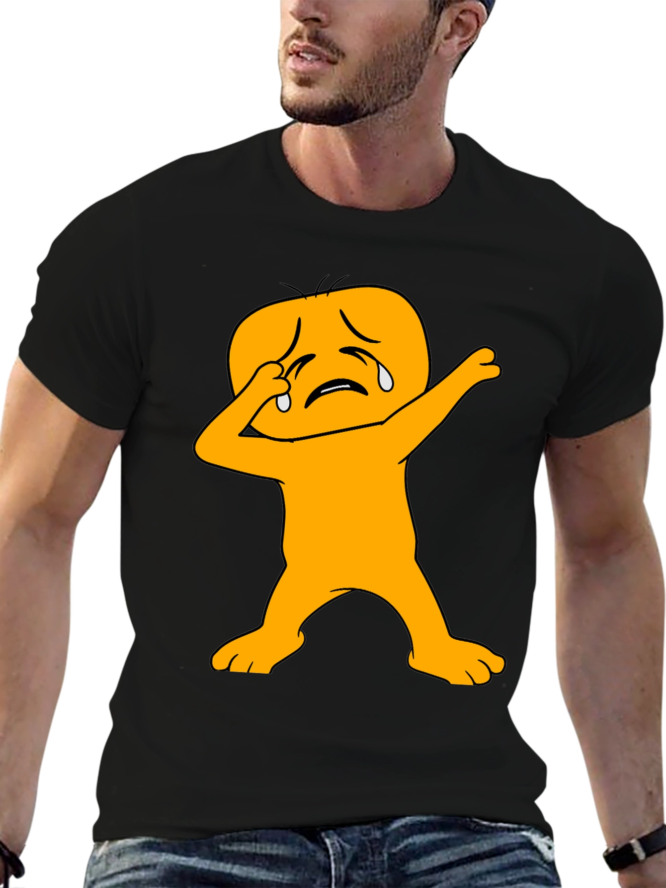 Dabbing Crying Emoji Black T-Shirt
