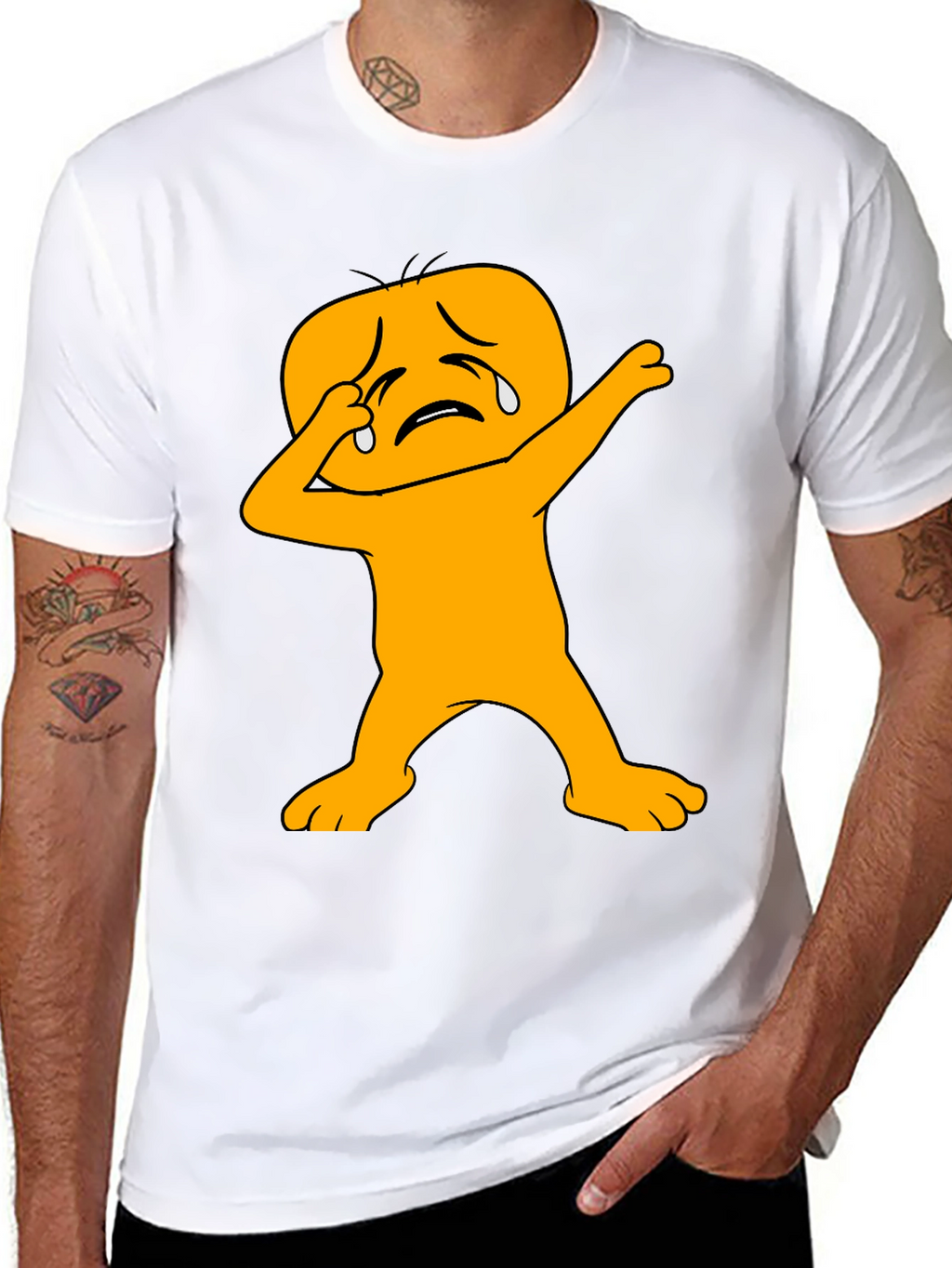 Dabbing Crying Emoji Black T-Shirt