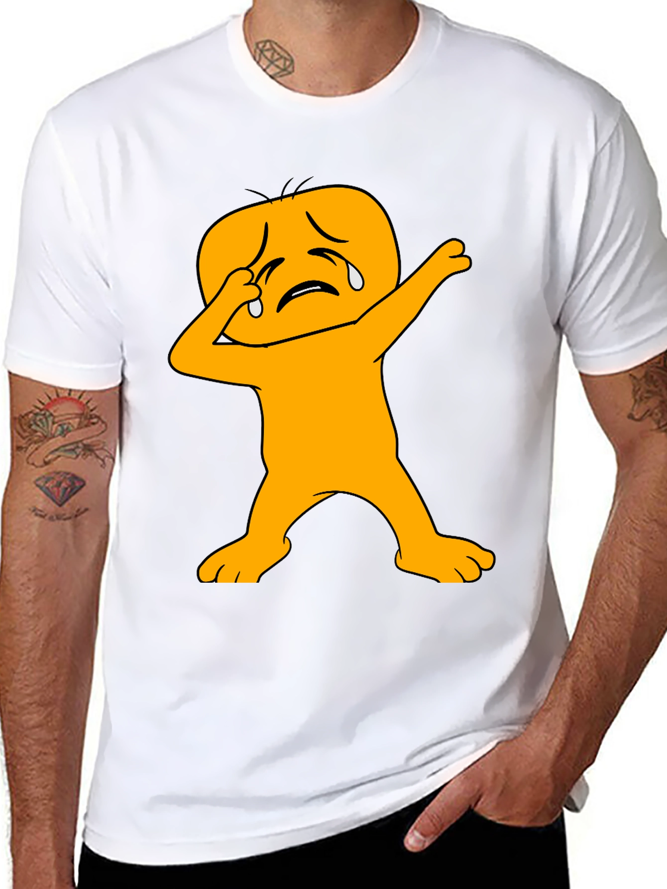 Dabbing Crying Emoji Black T-Shirt