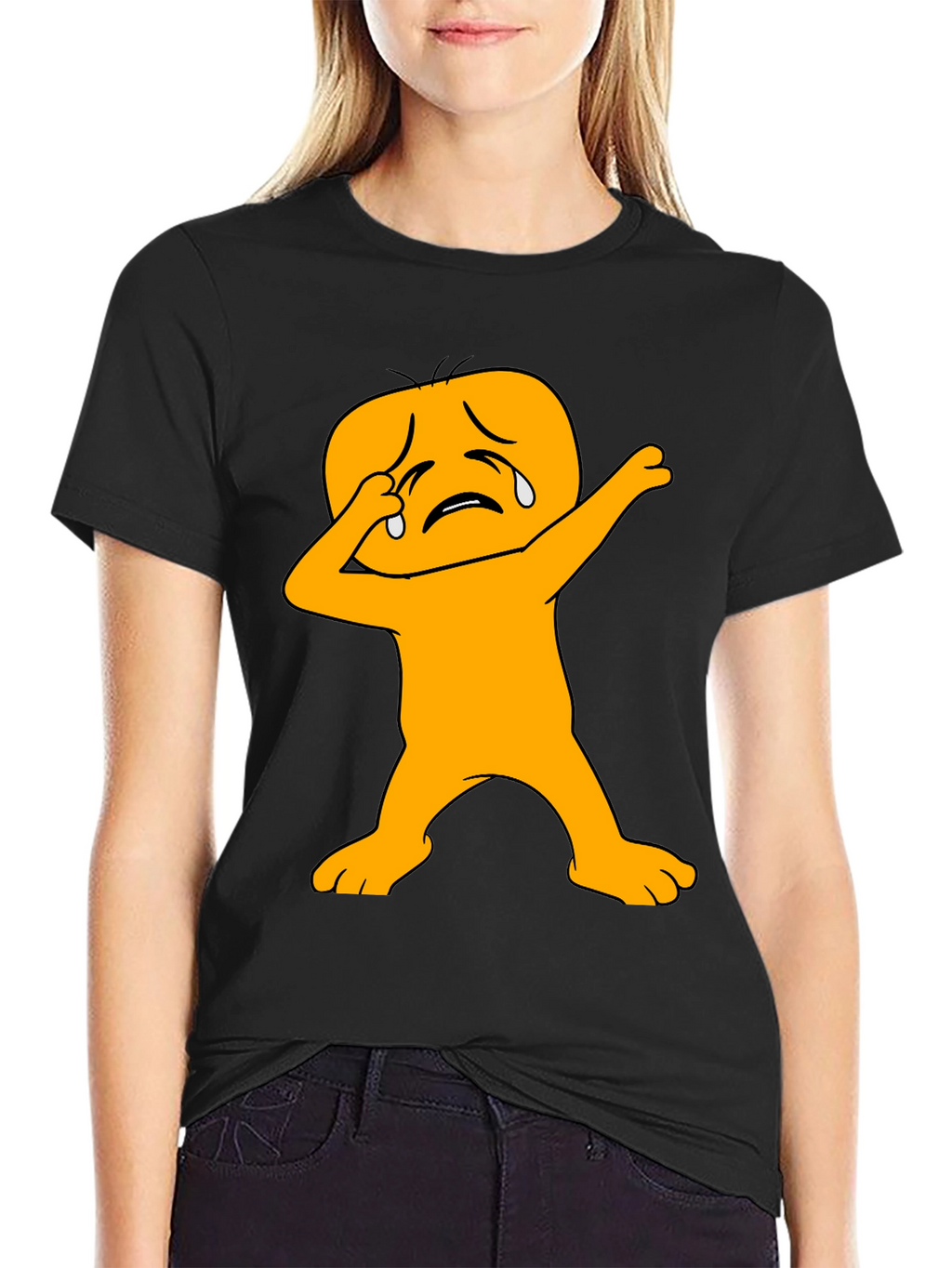 Dabbing Crying Emoji Black T-Shirt