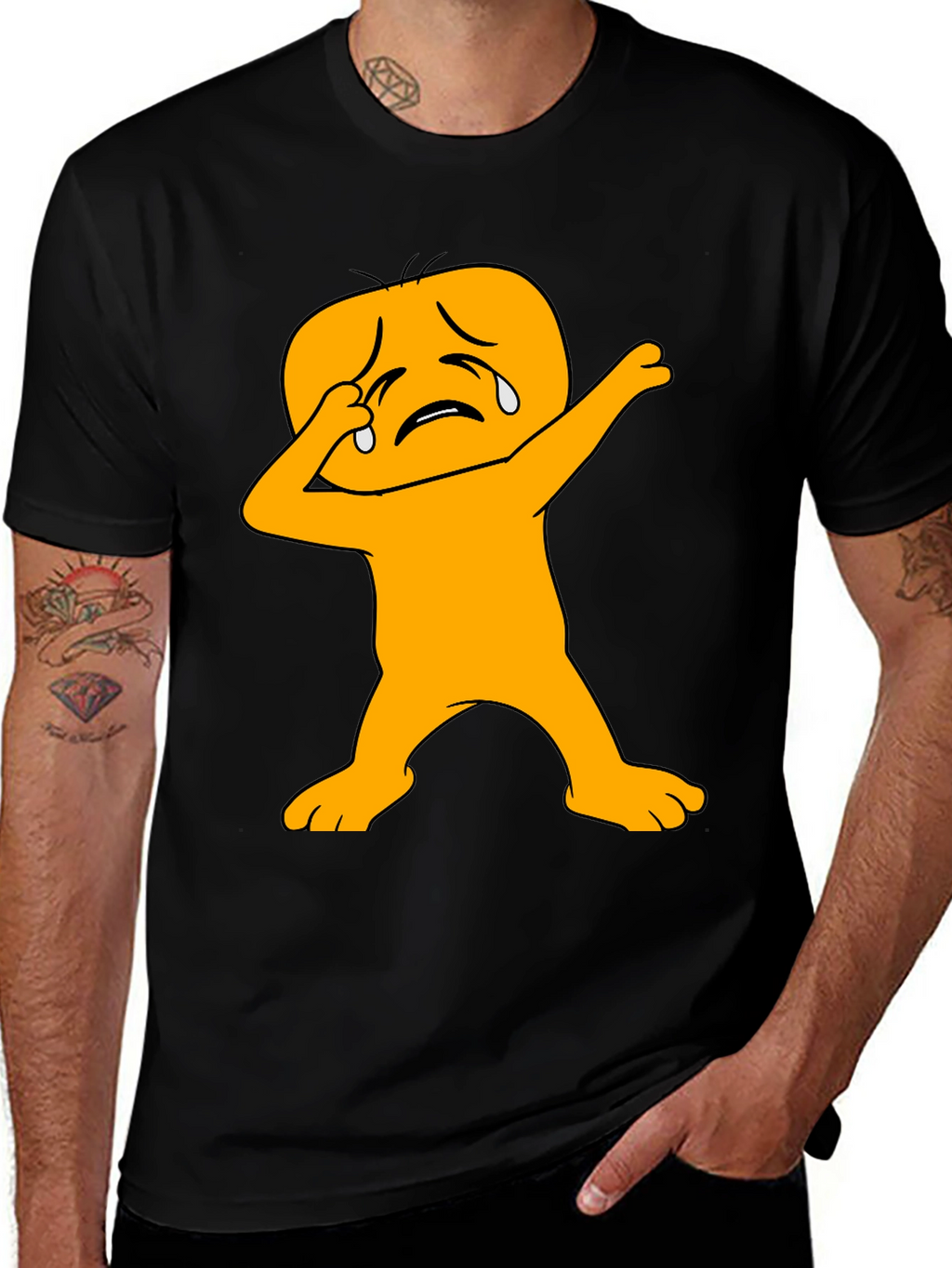 Dabbing Crying Emoji Black T-Shirt