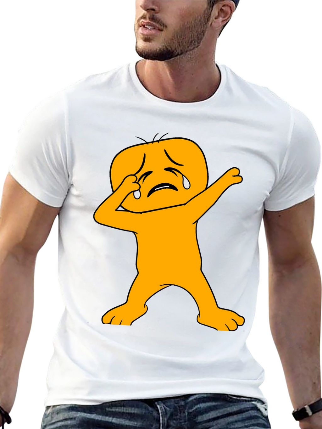 Dabbing Crying Emoji Black T-Shirt