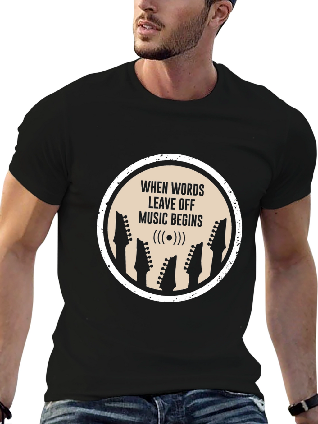 Music Begins Tee - Stylish Graphic Print T-Shirt