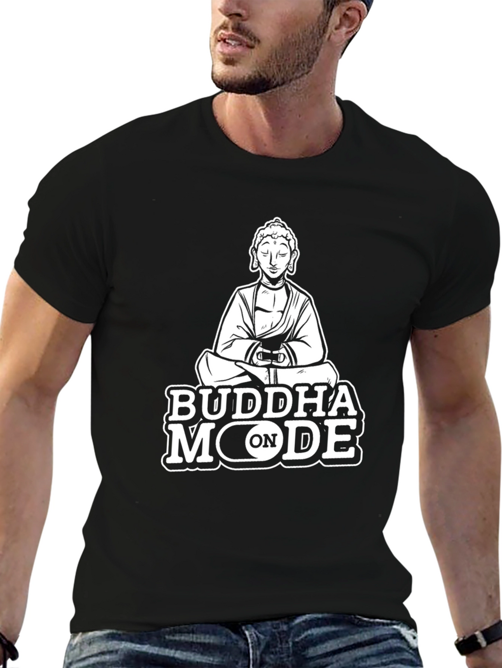 Buddha Mode On Black T-Shirt