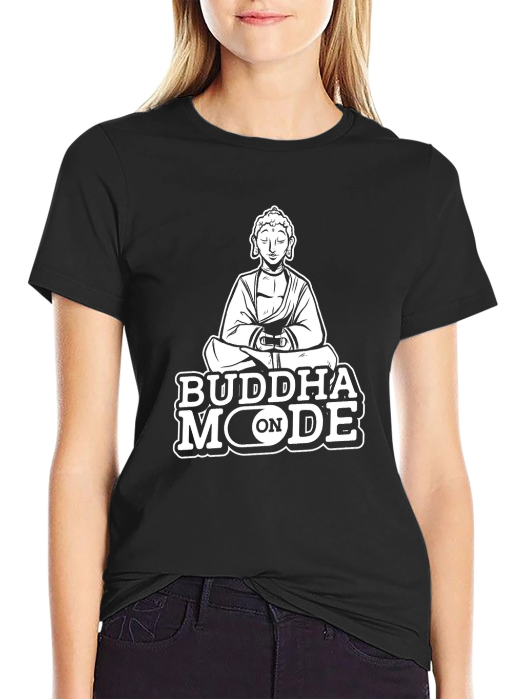 Buddha Mode On Black T-Shirt