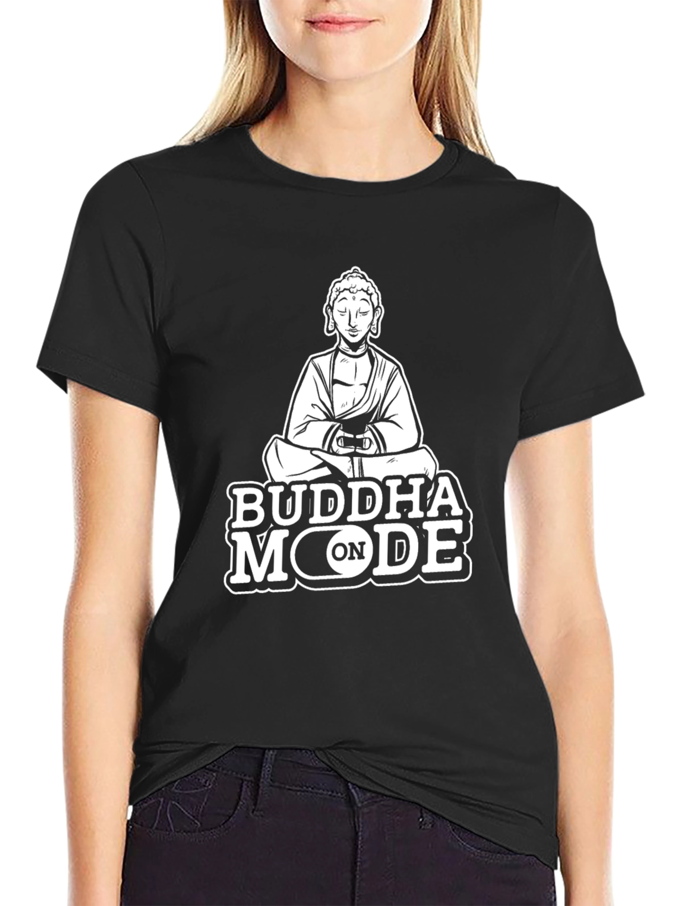 Buddha Mode On Black T-Shirt