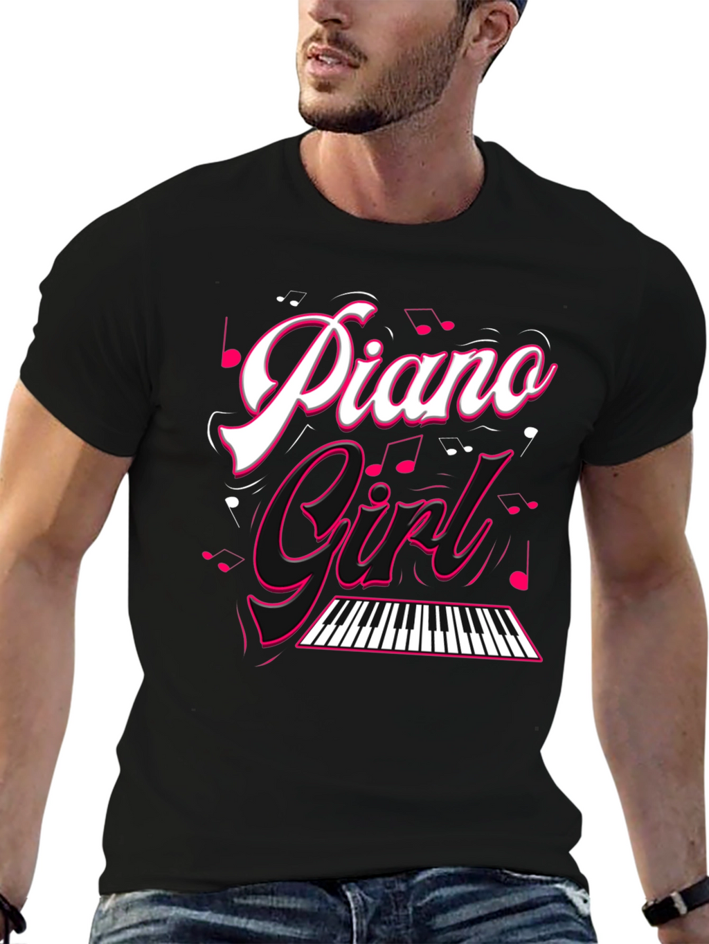 Piano Girl Black T-Shirt