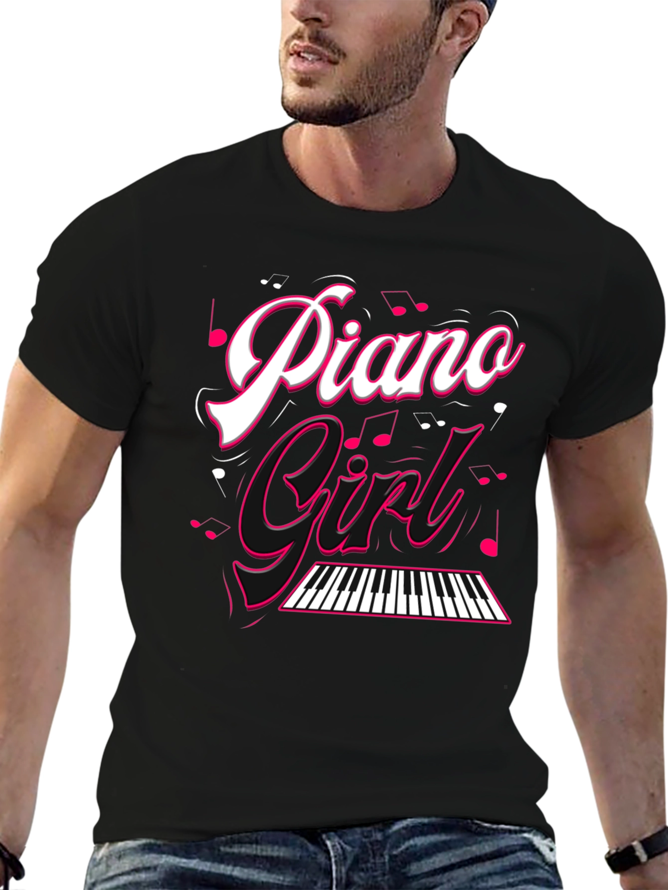 Piano Girl Black T-Shirt