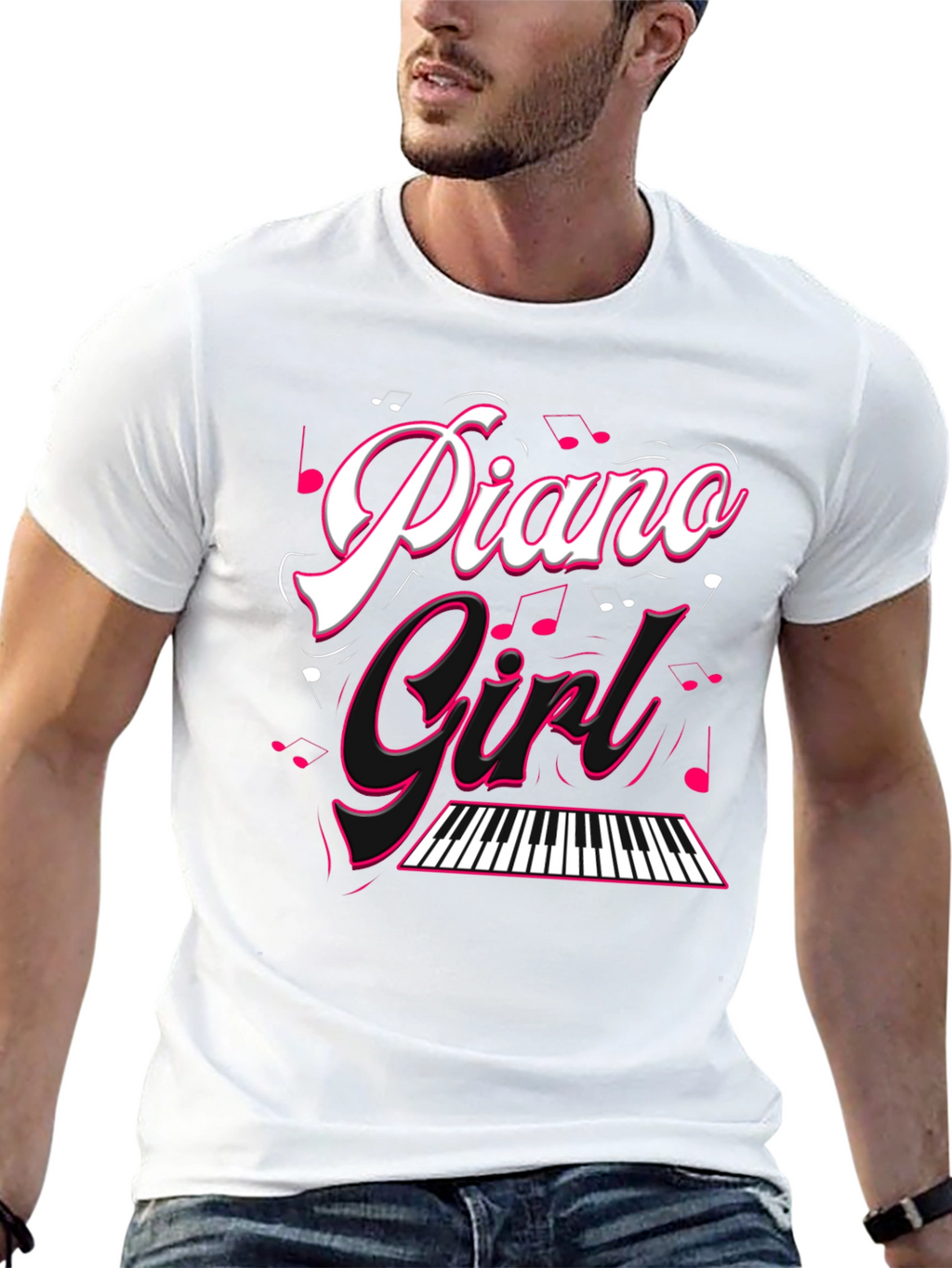 Piano Girl Black T-Shirt