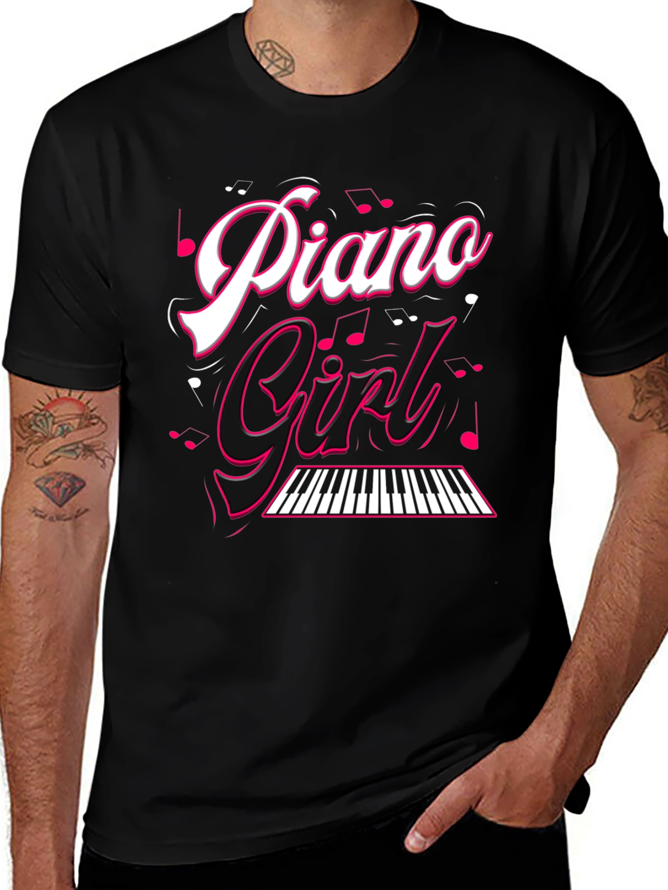 Piano Girl Black T-Shirt