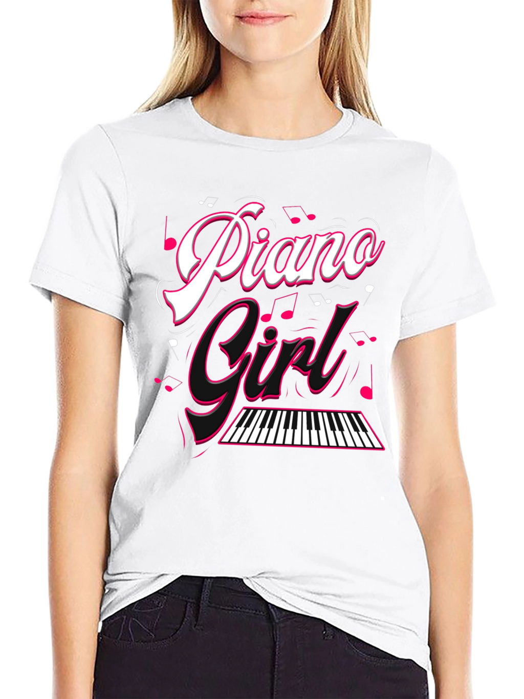 Piano Girl Black T-Shirt