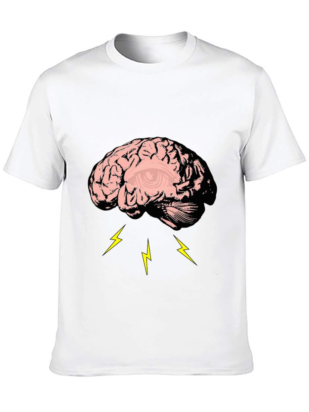 Brain Lightning Graphic Tee - Black Cotton T-Shirt