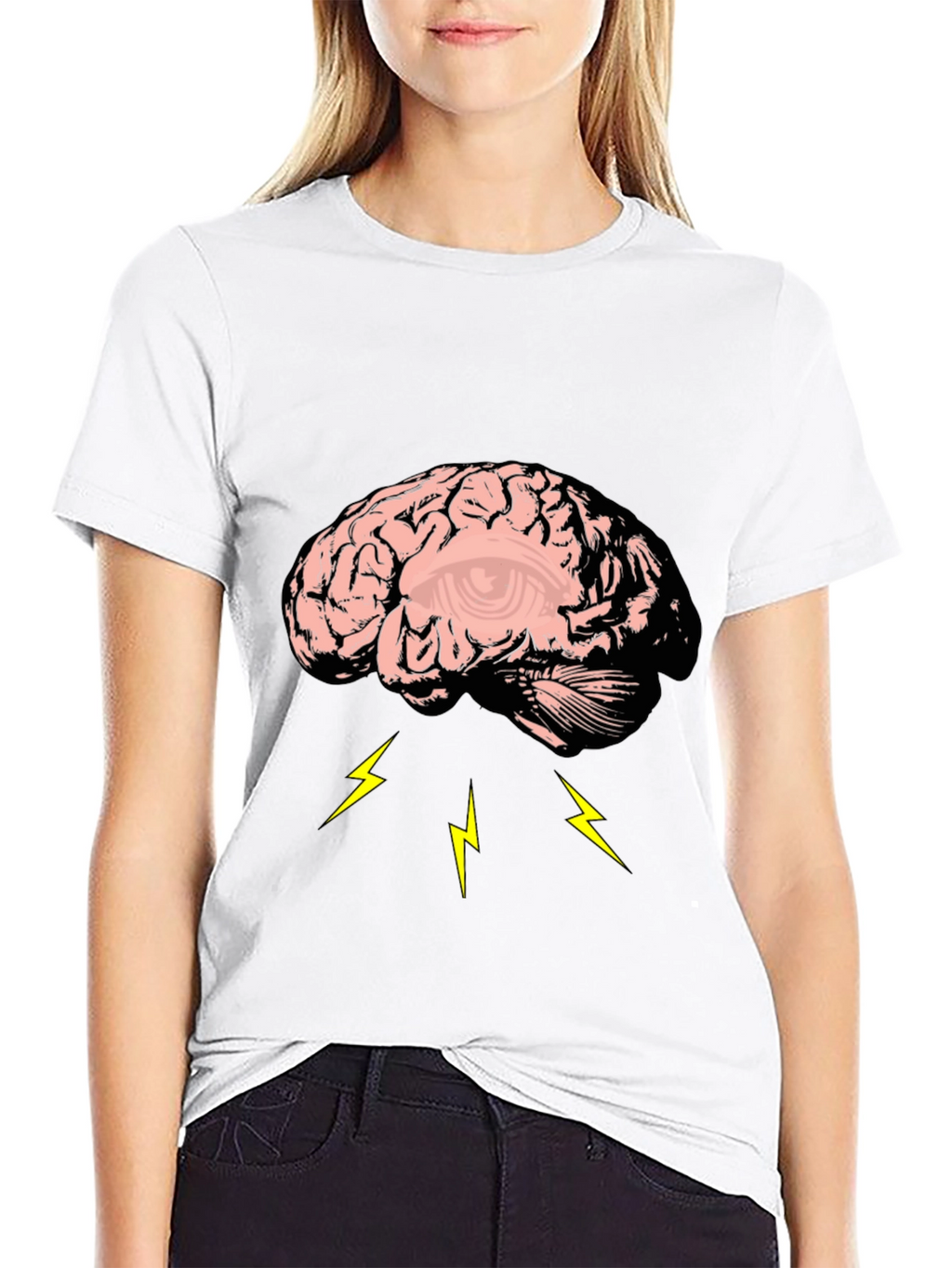 Brain Lightning Graphic Tee - Black Cotton T-Shirt
