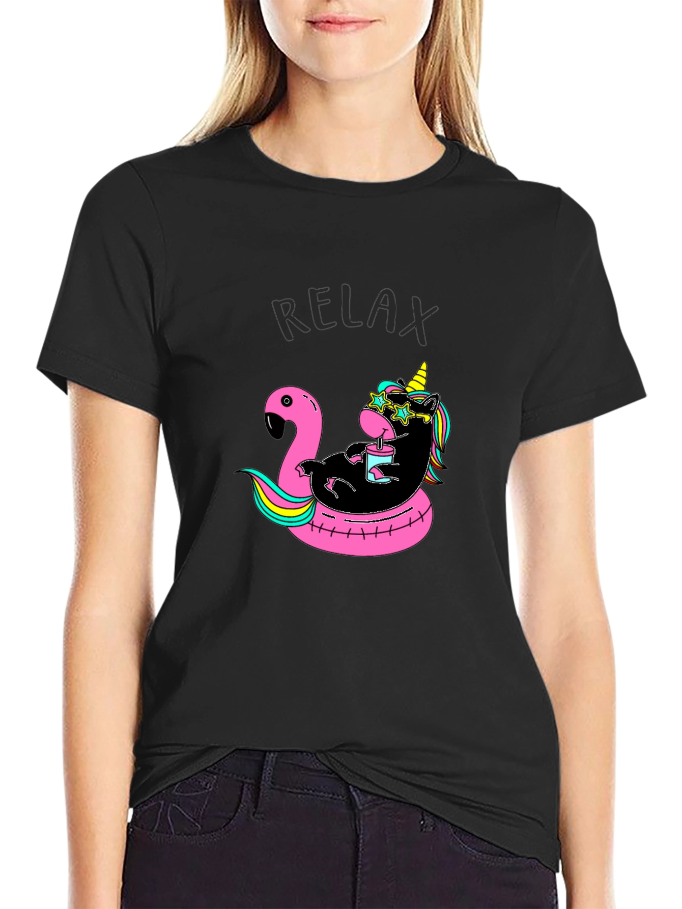 Relaxing Unicorn Flamingo Pool Float T-Shirt