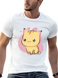 Cute Kawaii Cat Graphic Black T-Shirt