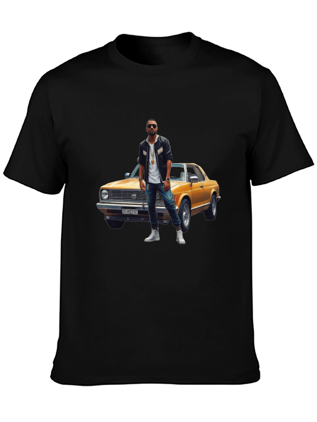 Mens Black Graphic Tee - Car & Style