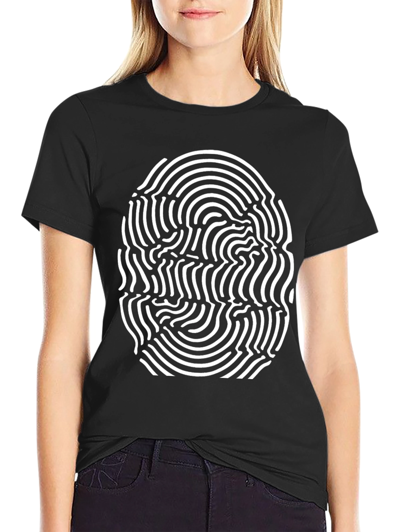 Optical Illusion Graphic Tee - Stylish Black T-Shirt
