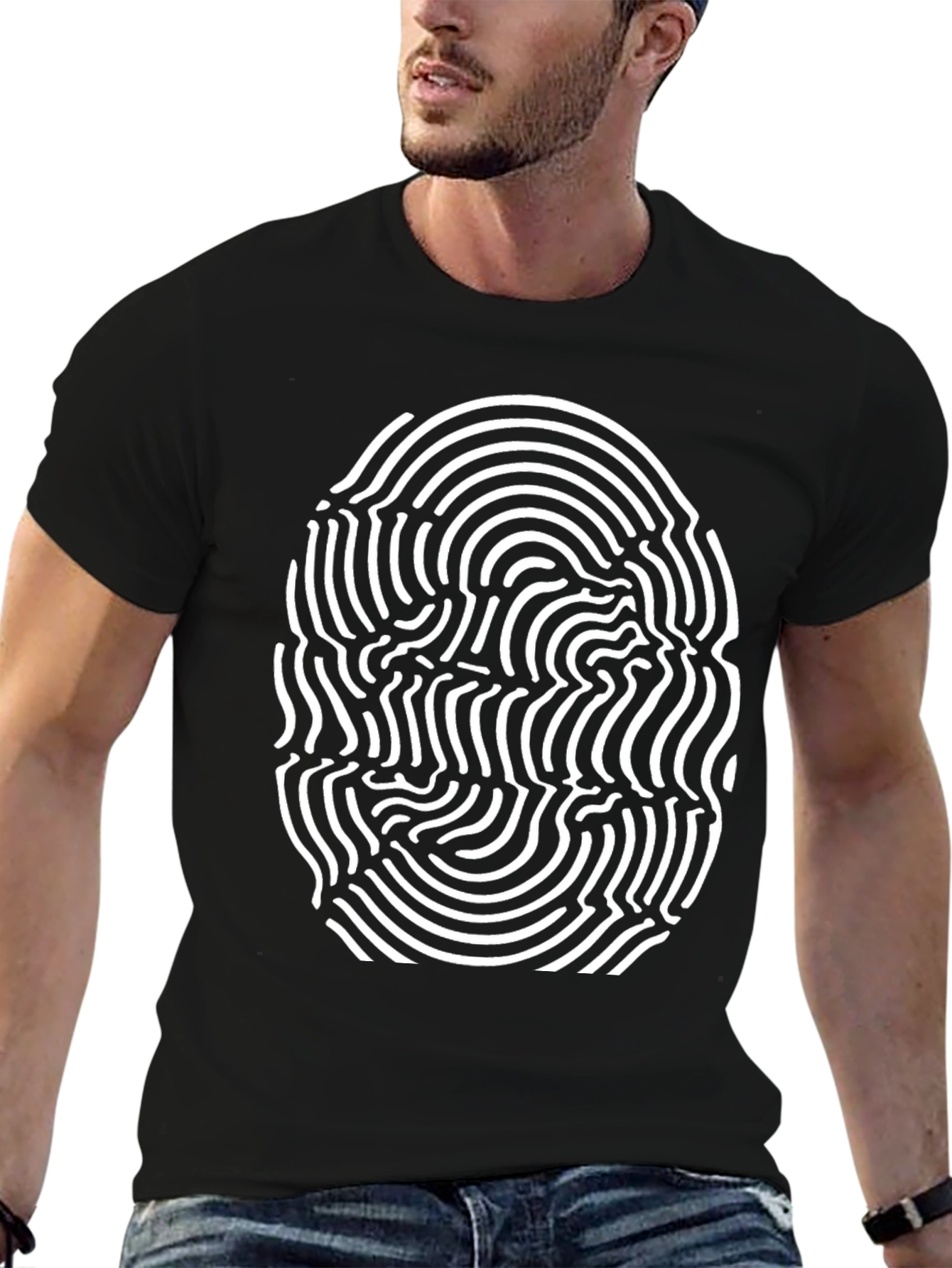Optical Illusion Graphic Tee - Stylish Black T-Shirt