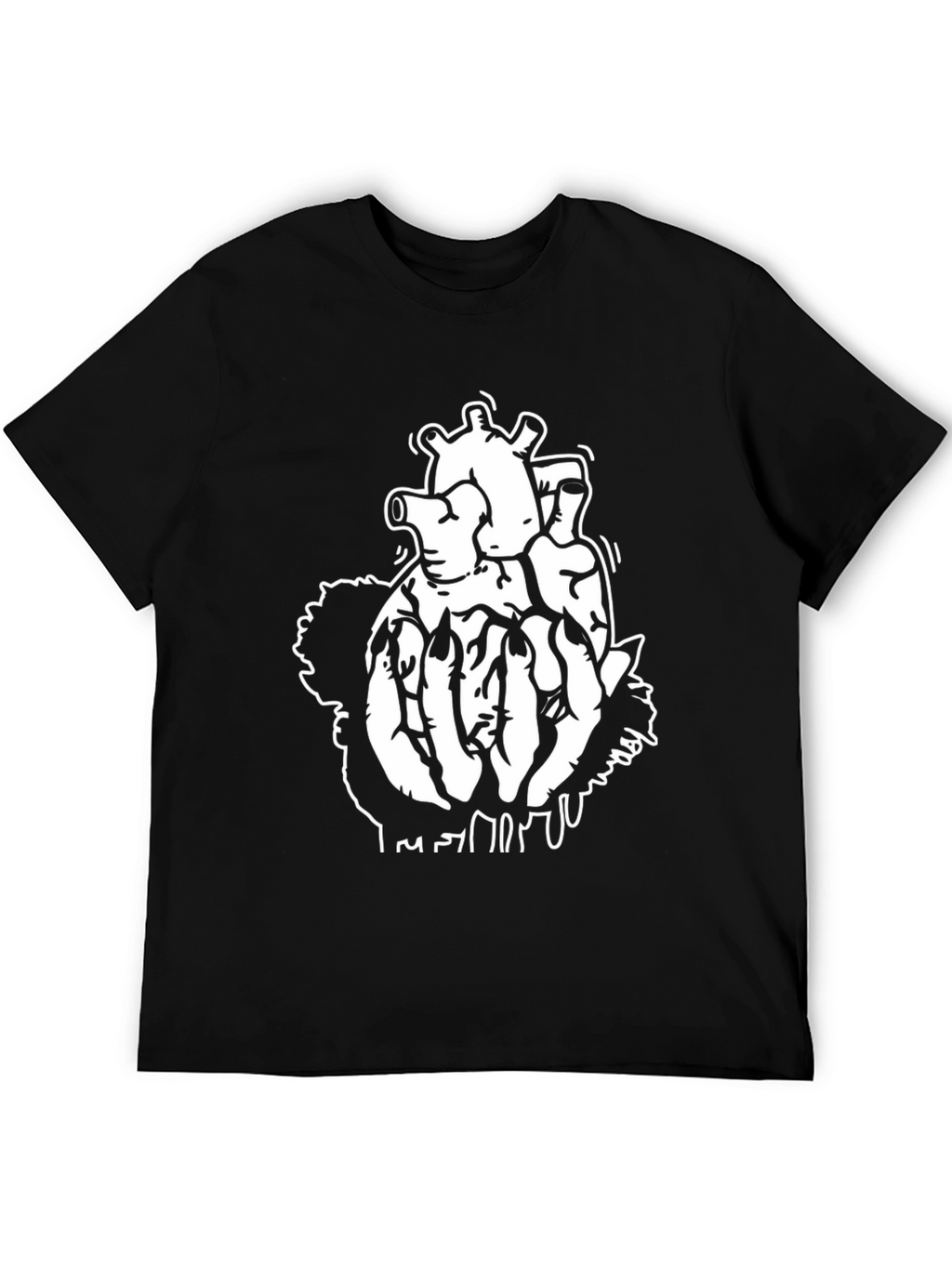 Black T-Shirt with Anatomical Heart Design