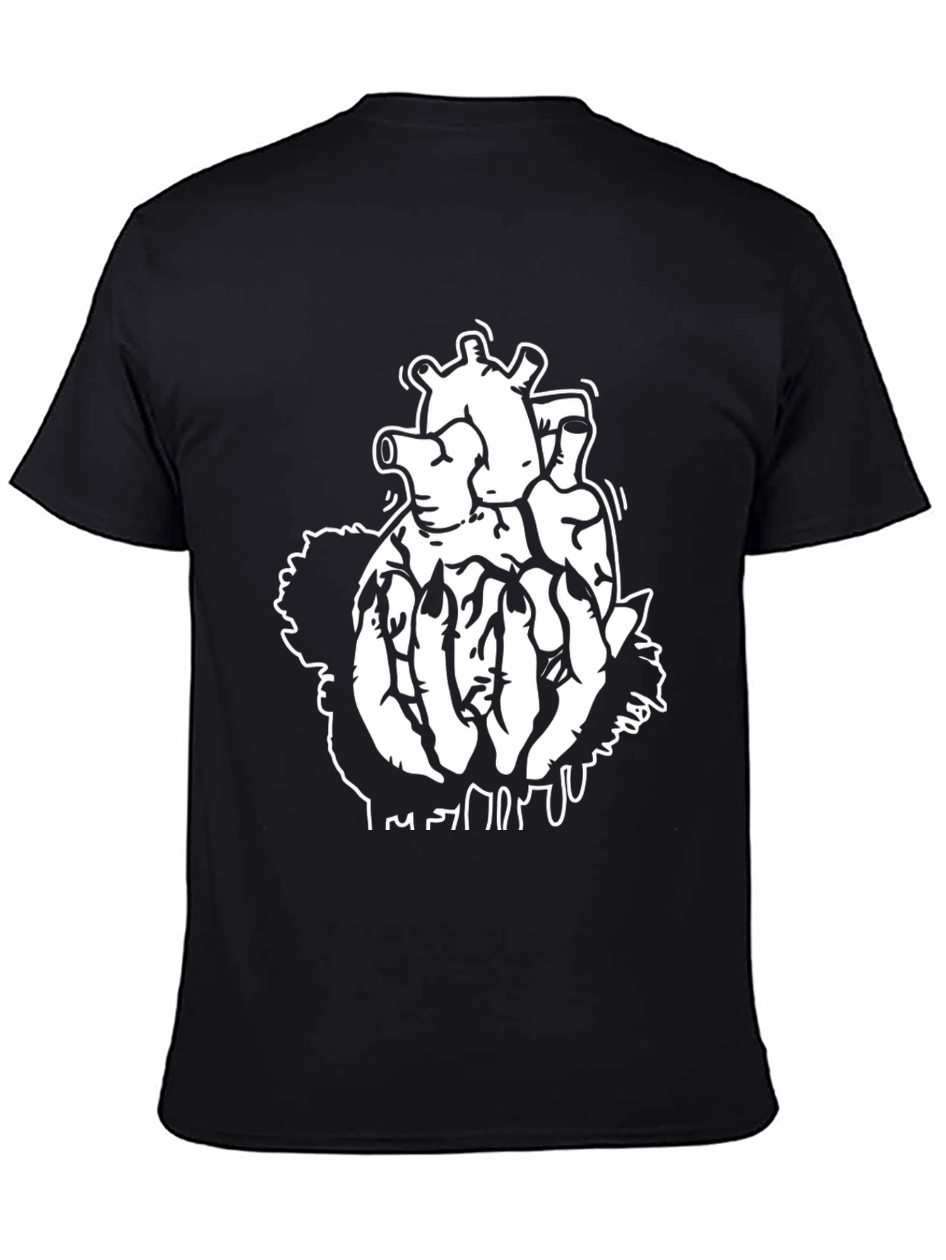 Black T-Shirt with Anatomical Heart Design