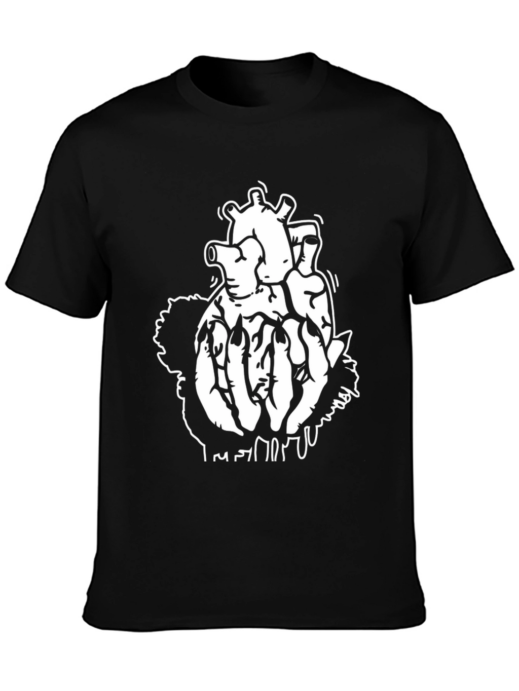 Black T-Shirt with Anatomical Heart Design