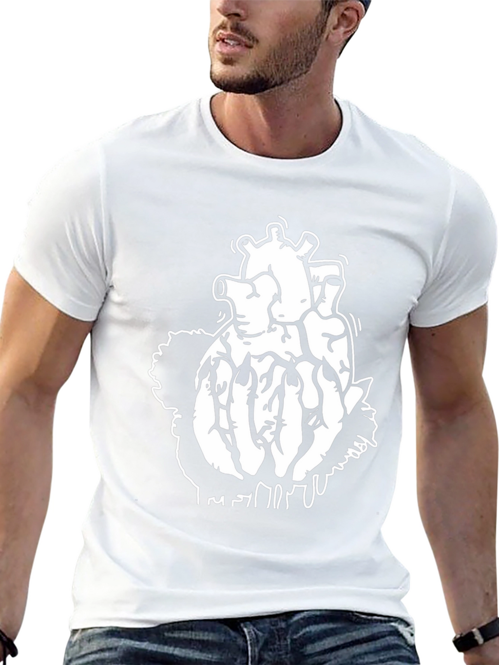 Black T-Shirt with Anatomical Heart Design