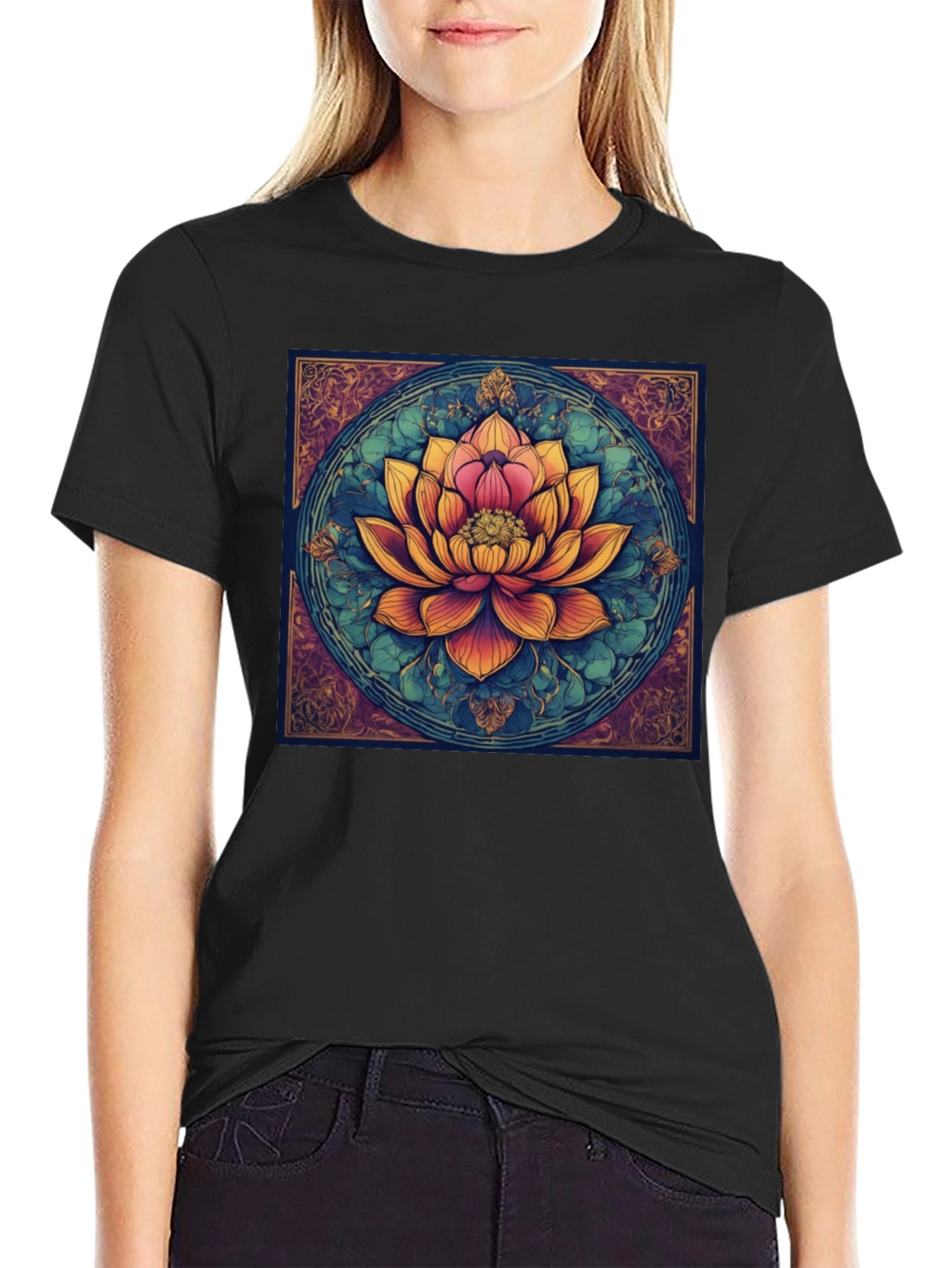Lotus Flower Graphic Tee - Artistic Design
