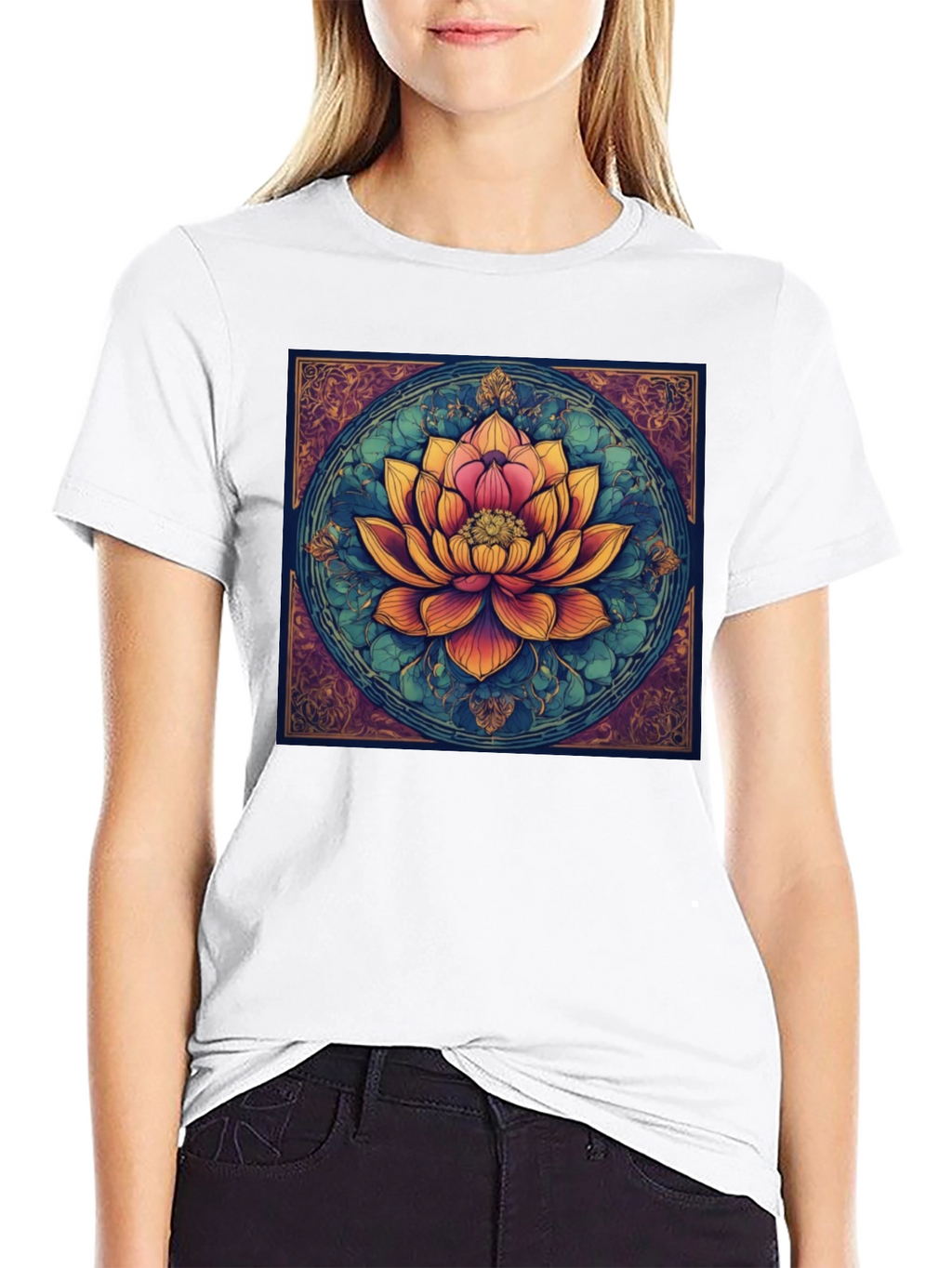 Lotus Flower Graphic Tee - Artistic Design